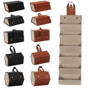 PU Leather Glasses Organizer Multi-Slot Folding Travel Case Display Sunglasses