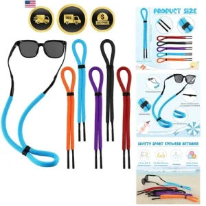 Floating Sunglasses Straps 5 Pack Water Sports Kayaking Boating Fishing